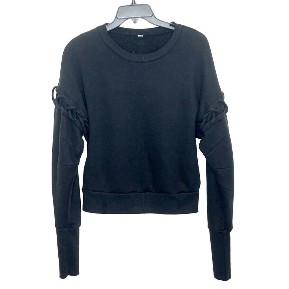 Alo Black Small Lattice Hook Up Pullover Sweatshirt
